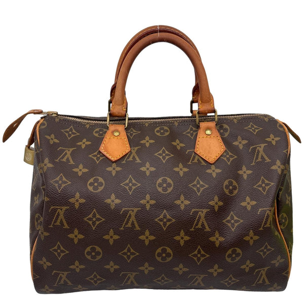 LOUIS VUITTON Speedy 30 Monogram Canvas Satchel Bag Brown