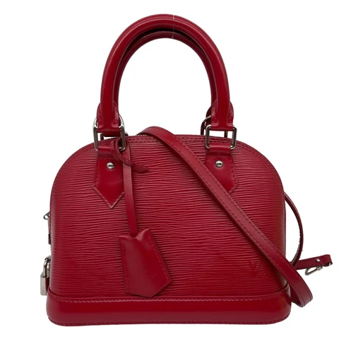 LOUIS VUITTON Alma BB Epi Leather Satchel Bag Red