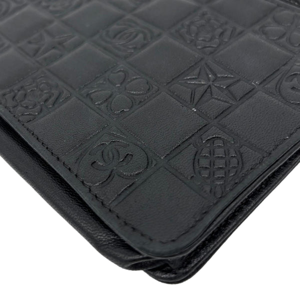 CHANEL Precious Symbols Pochette Calfskin Leather Wallet On Chain Black