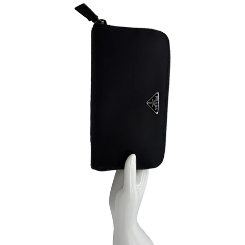 PRADA Tessuto Nylon Zip Around Long Wallet Black
