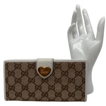 GUCCI Heart Continental GG Supreme Canvas Wallet Beige 203550