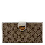 GUCCI Heart Continental GG Supreme Canvas Wallet Beige 203550