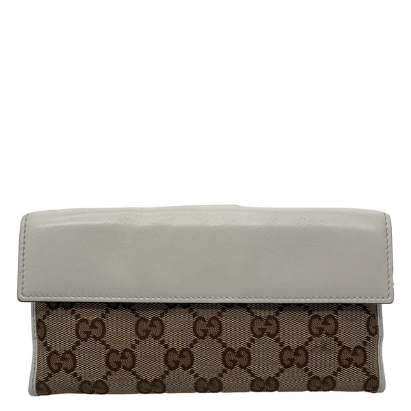 GUCCI Heart Continental GG Supreme Canvas Wallet Beige 203550