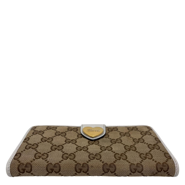 GUCCI Heart Continental GG Supreme Canvas Wallet Beige 203550