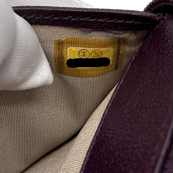 CHANEL Camellia Leather Zip Around Wallet Purple