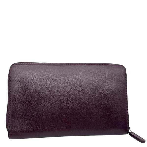 CHANEL Camellia Leather Zip Around Wallet Purple