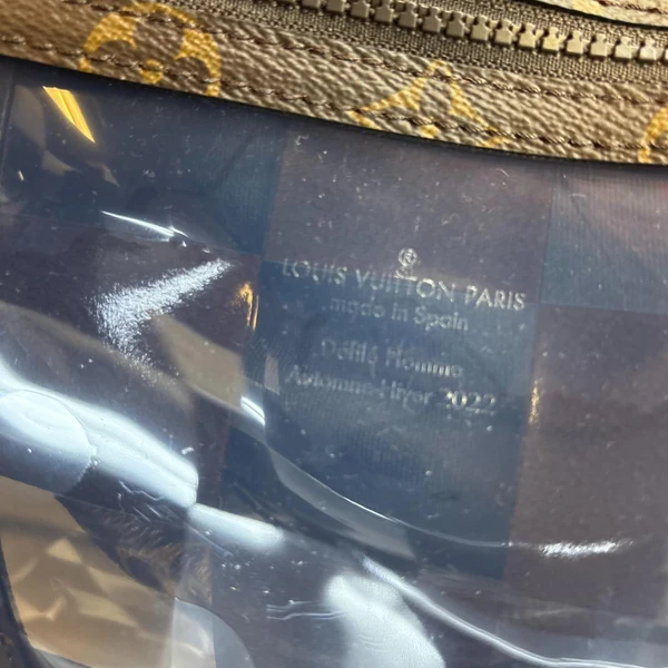 LOUIS VUITTON Sac Plat Chess PVC Monogram Coated Canvas Tote Shoulder Bag Brown