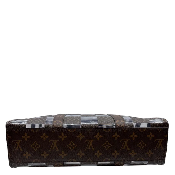 LOUIS VUITTON Sac Plat Chess PVC Monogram Coated Canvas Tote Shoulder Bag Brown