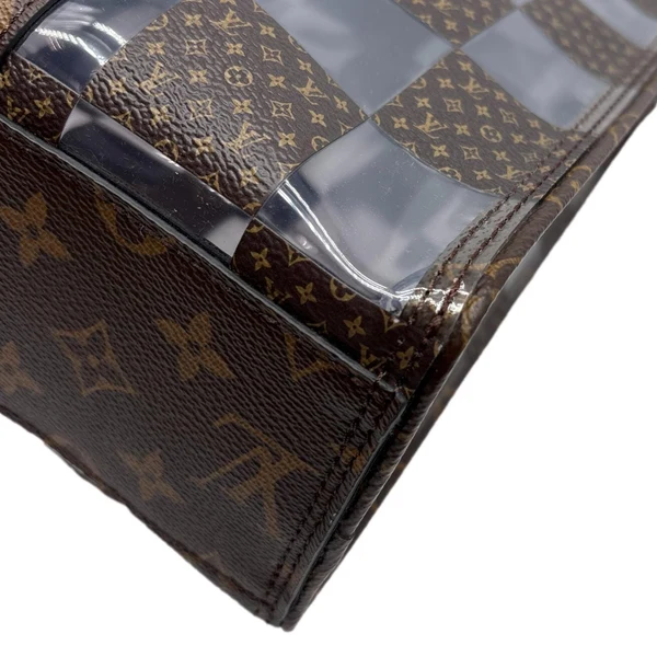 LOUIS VUITTON Sac Plat Chess PVC Monogram Coated Canvas Tote Shoulder Bag Brown
