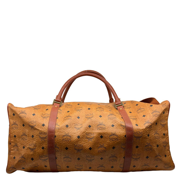 MCM Monogram Visetos Canvas Travel Bag Cognac