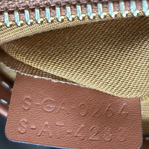 CELINE Small Triomphe Canvas Calfskin Boston Bag Tan