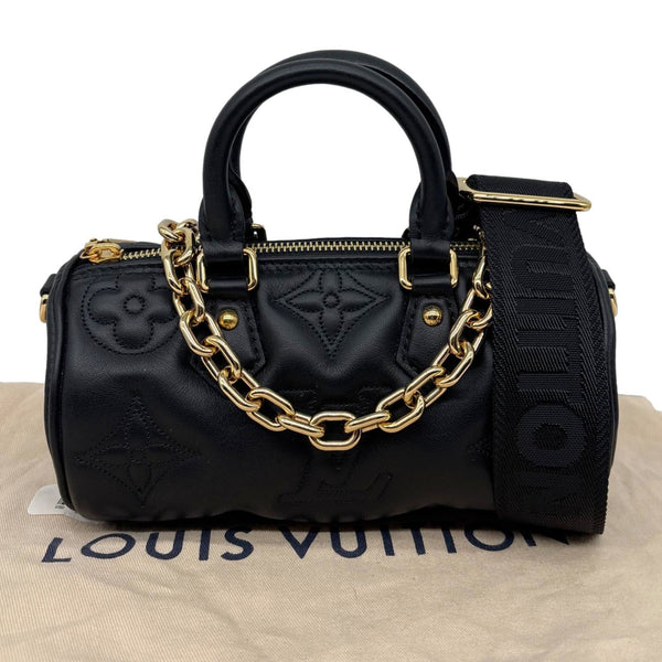 LOUIS VUITTON Papillon BB Calfskin Bubblegram Leather Crossbody Bag Black