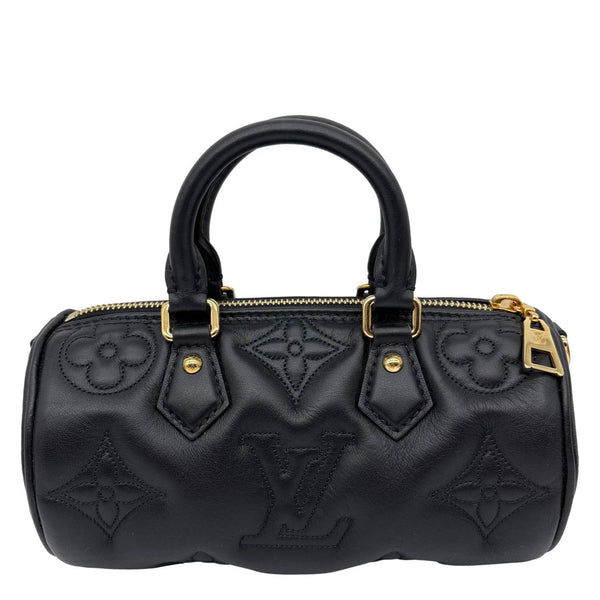LOUIS VUITTON Papillon BB Calfskin Bubblegram Leather Crossbody Bag Black