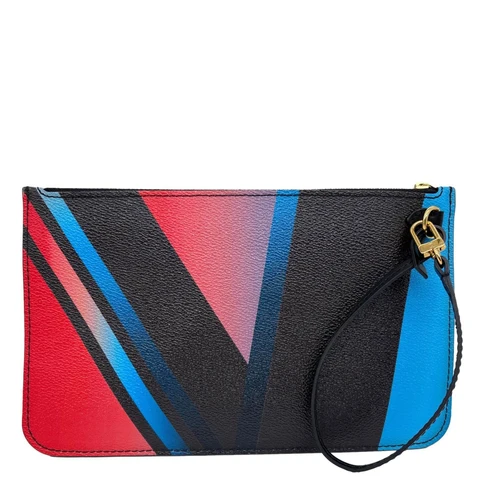 LOUIS VUITTON Race Neverfull MM Pochette Damier Canvas Wristlet Black