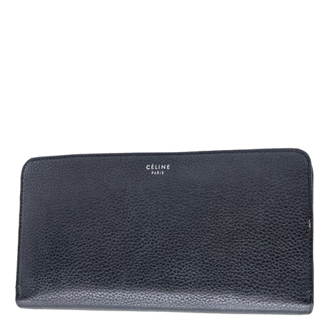 CELINE Zipped Around Large Calfskin Leather Multifunction Wallet Black