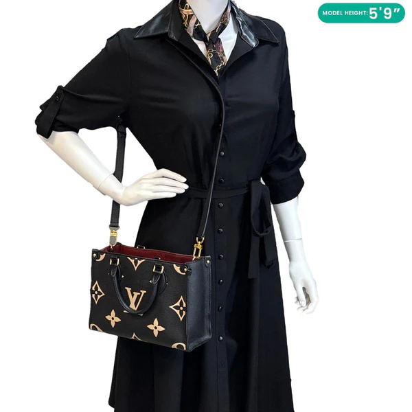 LOUIS VUITTON Onthego PM Monogram Empreinte Tote Shoulder Bag Bicolor