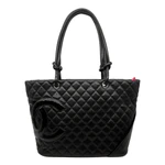 CHANEL Cambon Ligne Large Quilted Calfskin Leather Tote Bag Black