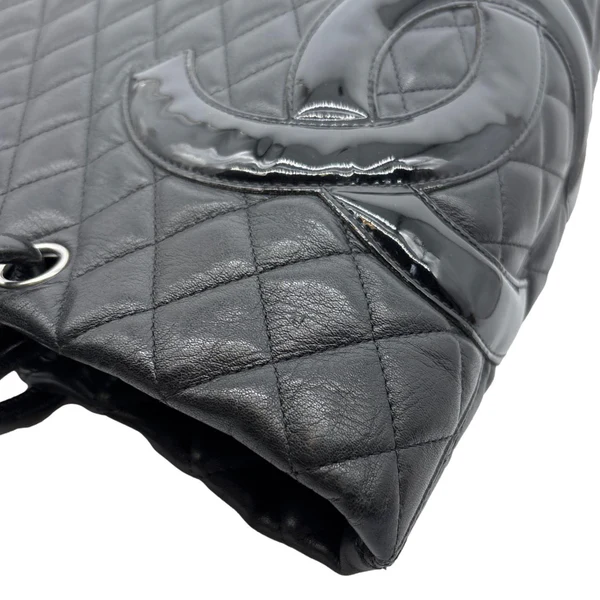 CHANEL Cambon Ligne Large Quilted Calfskin Leather Tote Bag Black