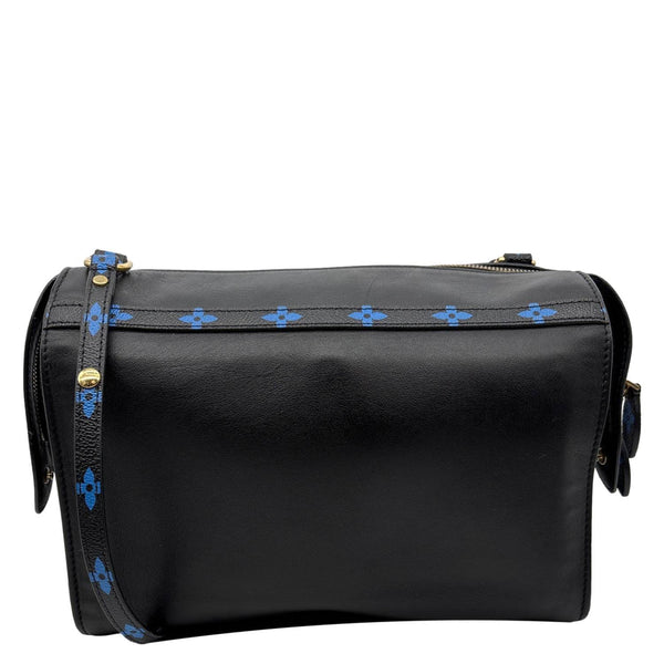 LOUIS VUITTON Speedy Amazon MM Leather Monogram Canvas Shoulder Bag Blue Noir