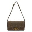 FENDI Baguette FF Embroidered Leather Wallet On Chain Beige
