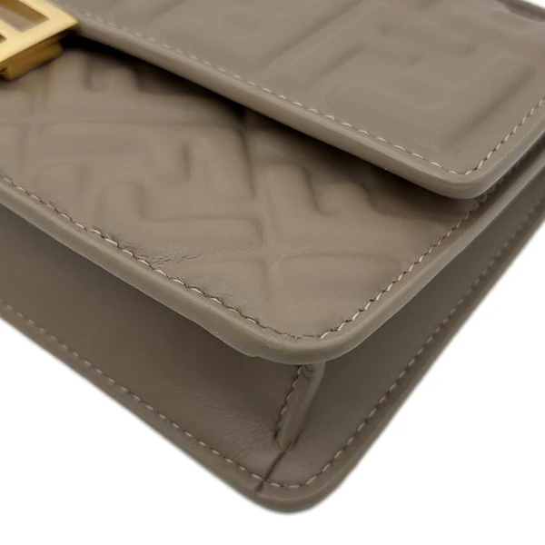 FENDI Baguette FF Embroidered Leather Wallet On Chain Beige