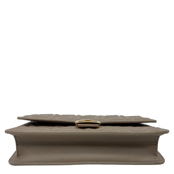 FENDI Baguette FF Embroidered Leather Wallet On Chain Beige