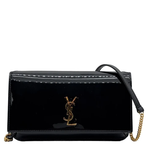 YVES SAINT LAURENT Patent Leather Phone Holder Black