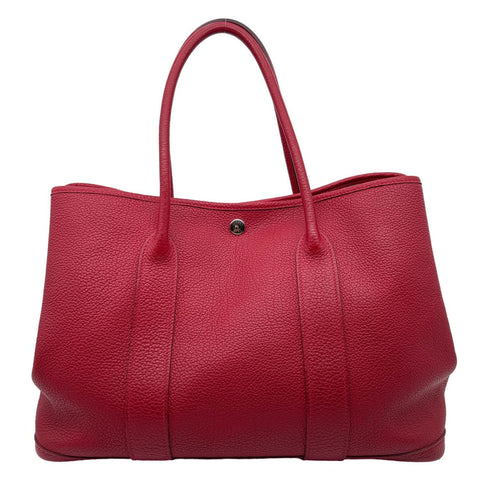 HERMES Garden Party 36 Negonda Leather Tote Bag Red