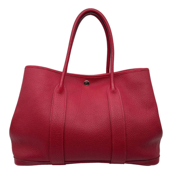 HERMES Garden Party 36 Negonda Leather Tote Bag Red
