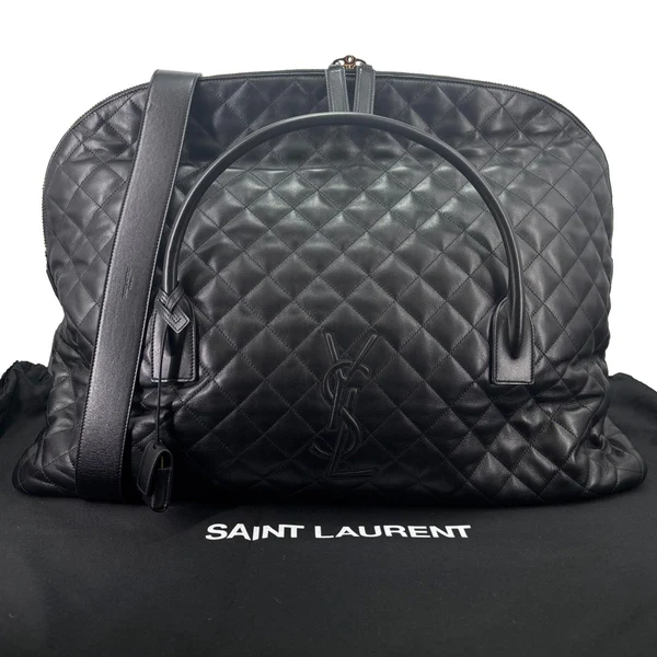 YVES SAINT LAURENT Giant Calfskin Quilted Leather Travel Bag Black