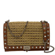 VALENTINO Garavani Rockstud Raffia Wallet On Chain Crossbody Bag Tan