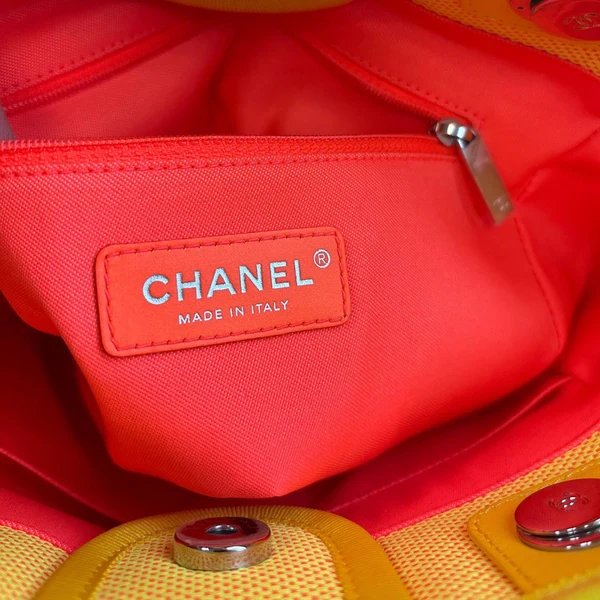 CHANEL Deauville Mini Canvas Shopping Tote Bag Yellow