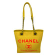 CHANEL Deauville Mini Canvas Shopping Tote Bag Yellow