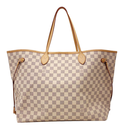 LOUIS VUITTON Neverfull GM Damier Azur Tote Shoulder Bag White