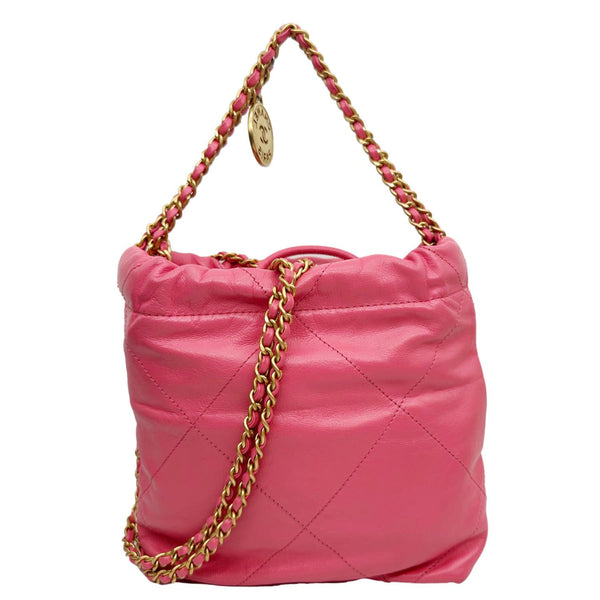 CHANEL 22 Mini Hobo Quilted Leather Crossbody Bag Pink
