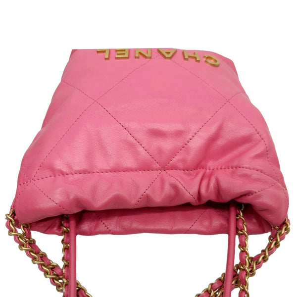 CHANEL 22 Mini Hobo Quilted Leather Crossbody Bag Pink