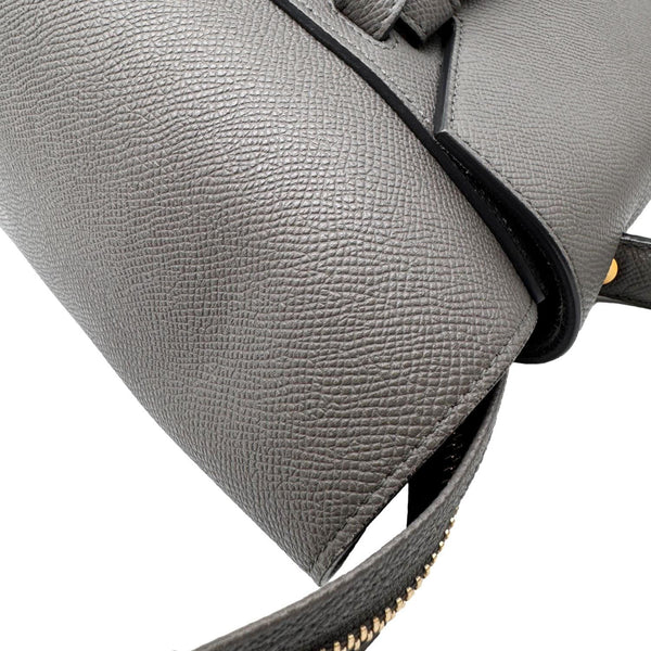 CELINE Mini Belt Grained Calfskin Leather 2Way Shoulder Bag Grey