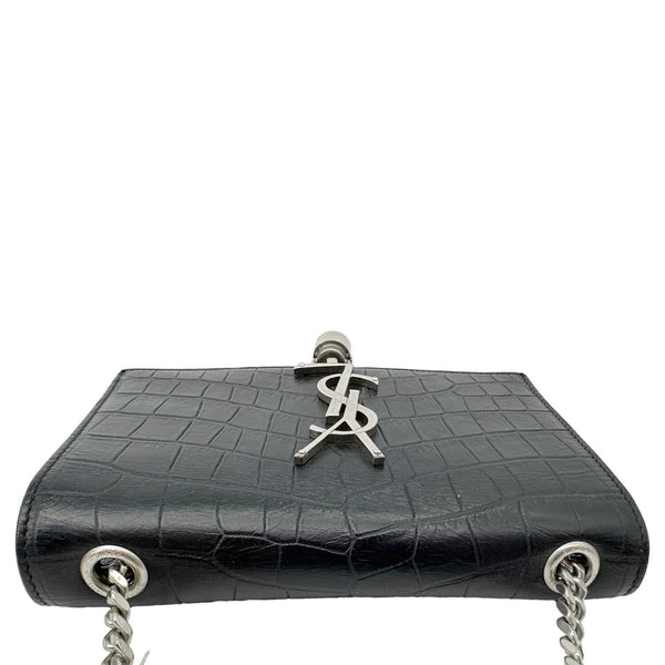 YVES SAINT LAURENT Kate Tassel Crocodile Embossed Leather Crossbody Bag Black
