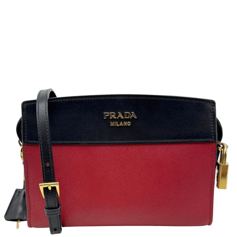 PRADA Esplanade Saffiano City Calfskin Leather Crossbody Bag Red
