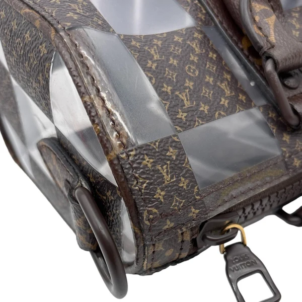 LOUIS VUITTON Keepall 25 Bandouliere Chess PVC Monogram Canvas Travel Bag Brown