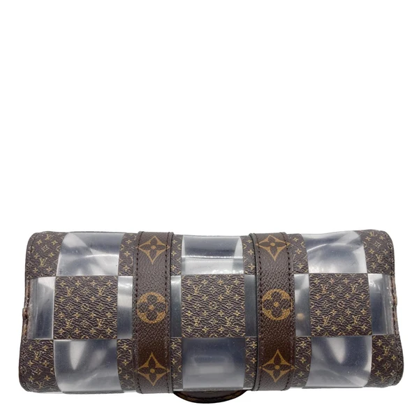 LOUIS VUITTON Keepall 25 Bandouliere Chess PVC Monogram Canvas Travel Bag Brown