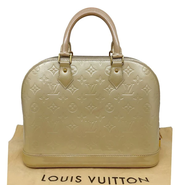 LOUIS VUITTON Alma PM Monogram Vernis Satchel Bag Yellow