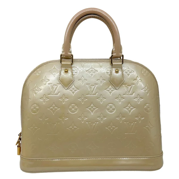 LOUIS VUITTON Alma PM Monogram Vernis Satchel Bag Yellow
