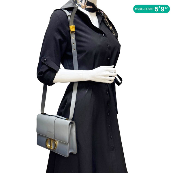 CHRISTIAN DIOR 30 Montaigne Flap Gradient Leather Crossbody Bag Grey