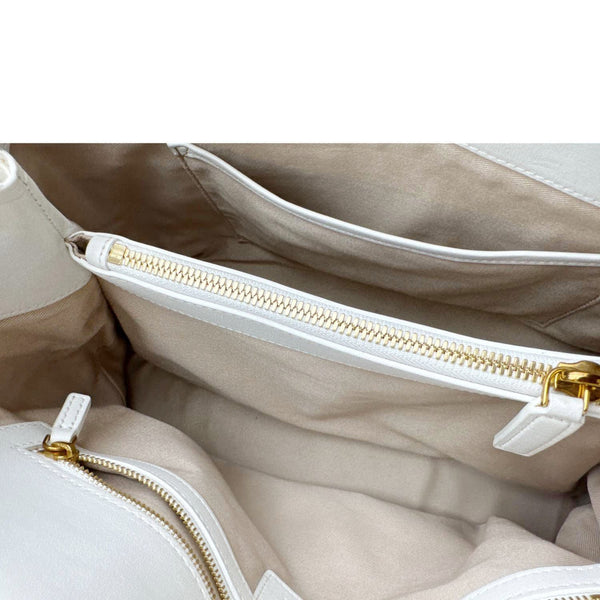 MCM Floral Visetos Canvas Leather Tote White