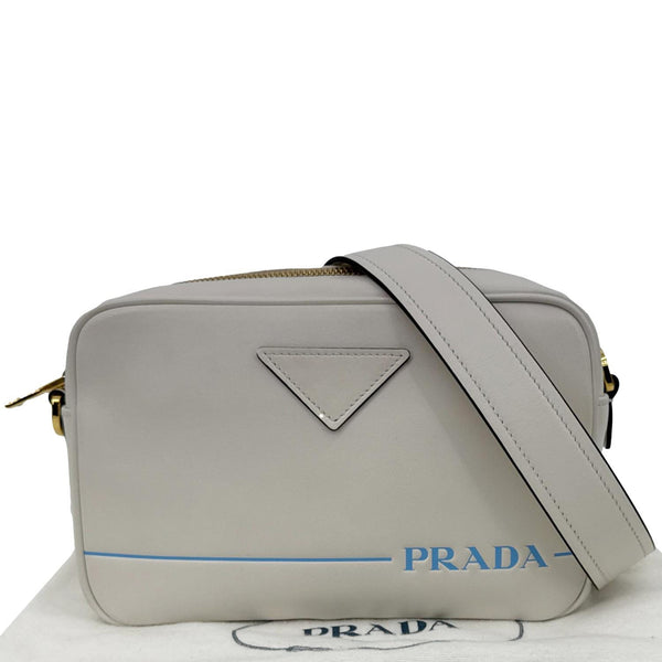PRADA Mirage Leather Camera Crossbody Bag Off White