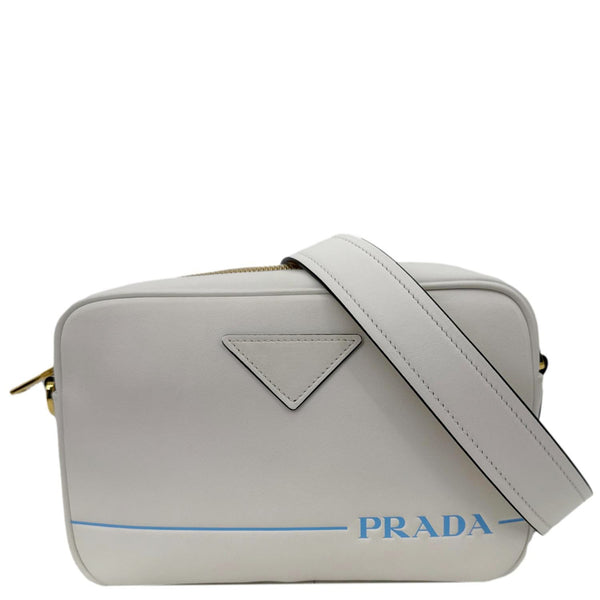 PRADA Mirage Leather Camera Crossbody Bag Off White