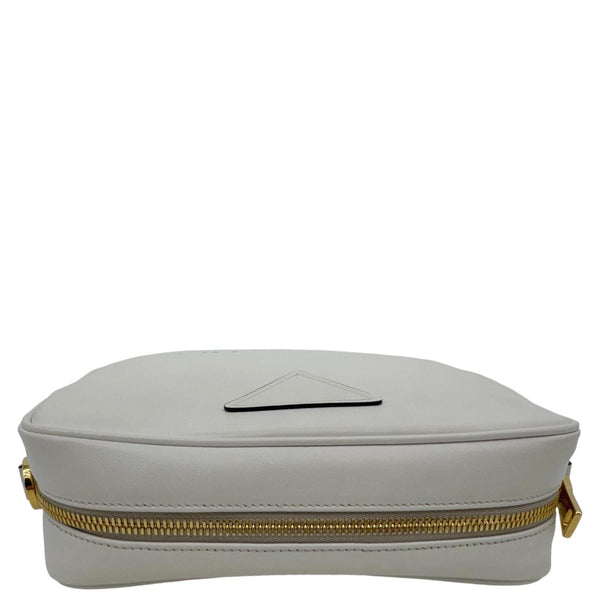 PRADA Mirage Leather Camera Crossbody Bag Off White