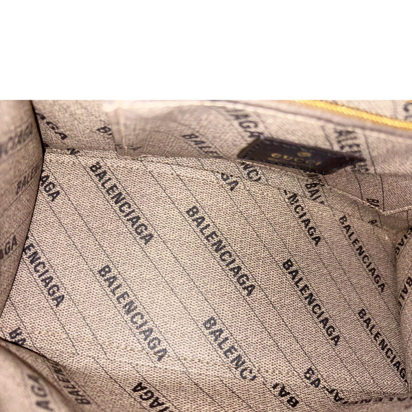 BALENCIAGA X GUCCI Hourglass Small GG Supreme Monogram Top Handle Shoulder Bag Beige 681697