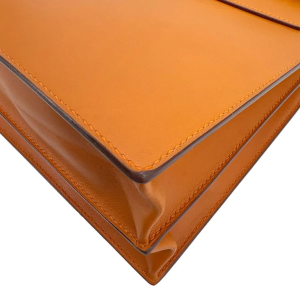 HERMES Kelly Depeches Swift Leather Briefcase Orange